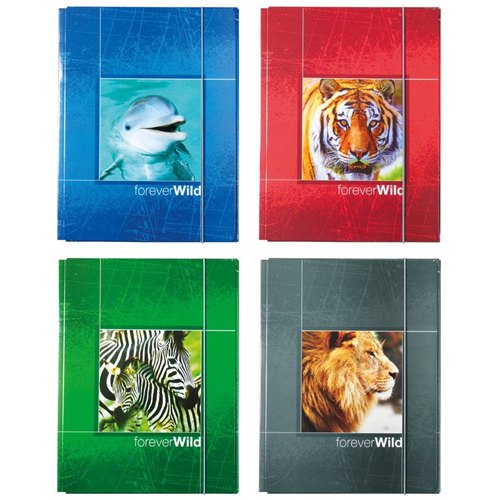 Cartelline con elastico Animali - 33x24,5 cm - 4 immagini animali assortite