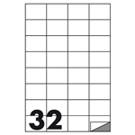 Etichette Autoadesive Bianche - f.to 52,5x37 mm - angoli vivi senza margine - 32 etichette per foglio - (cf.100 fg.)