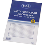 Fogli protocollo - A4 - quadretti 5 mm c/margine- 20 fogli - 60 g